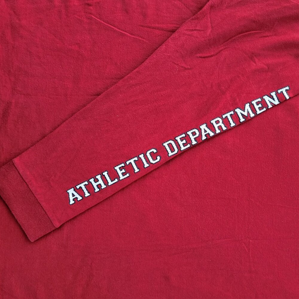 Nike Long Sleeve Shirt Mens L Red Y2K Property Of Nike Athletic Dept - Picture 7 of 11